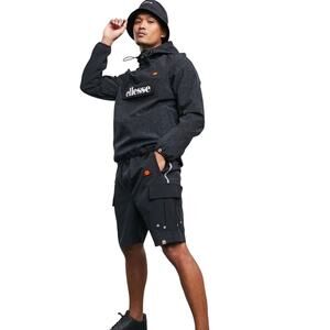 Ellesse Marty Web Reflective Belted Cargo Shorts, Black Crackle, Men's Medium